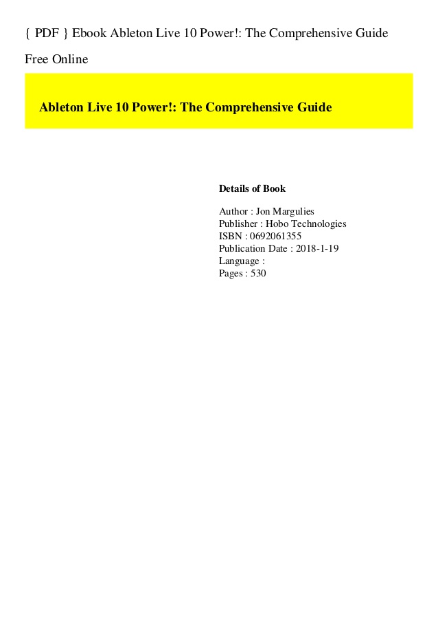 Ableton Live 10 Power The Comprehensive Guide Pdf Download